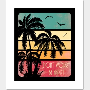 Don't Worry Be Happy Vintage Sunset Posters and Art